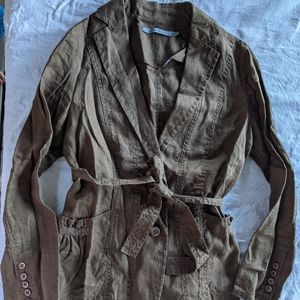 Part Two brown linen sz 8 fall jacket